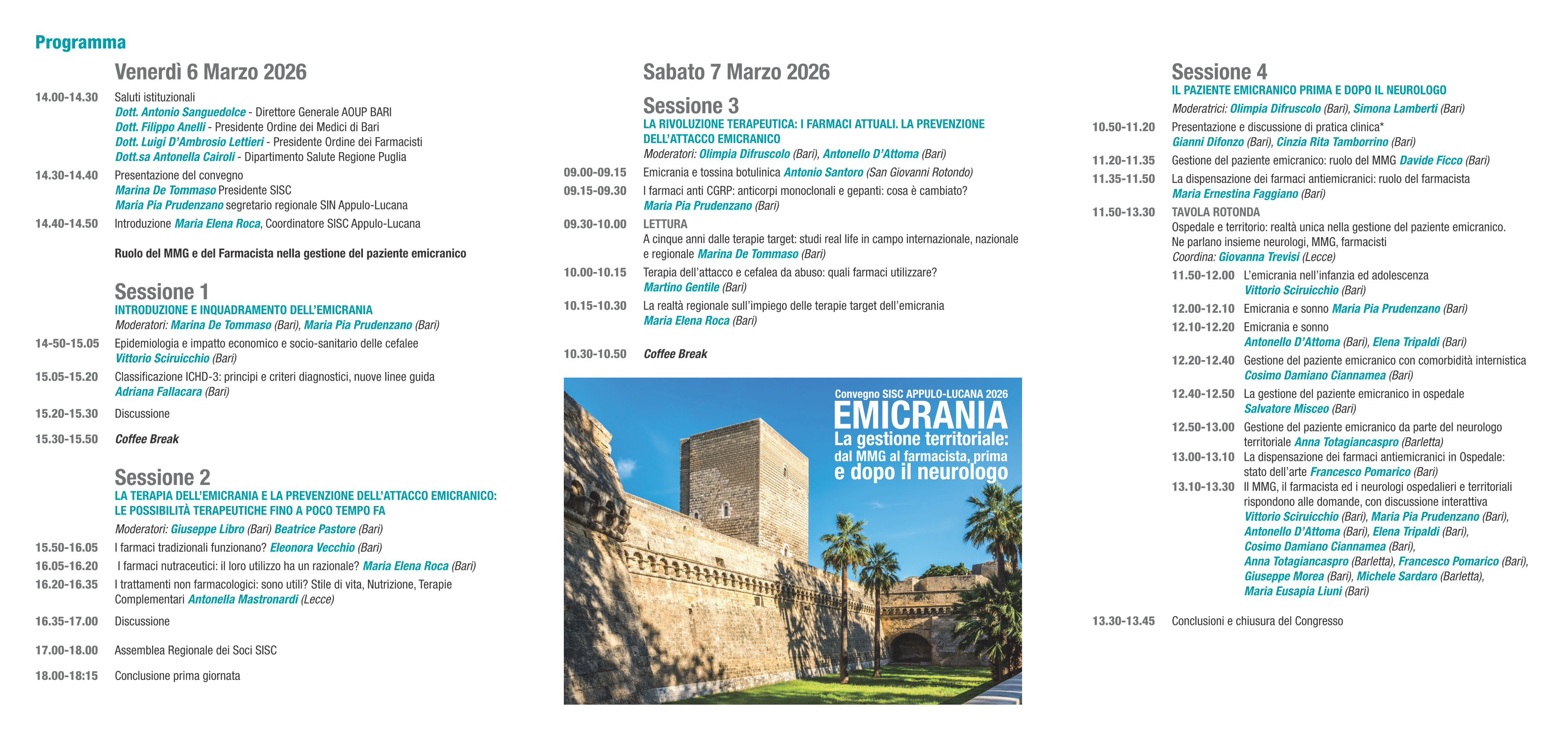 Convegno SISC APPULO-LUCANA 6-7 marzo 2026 EMICRANIA